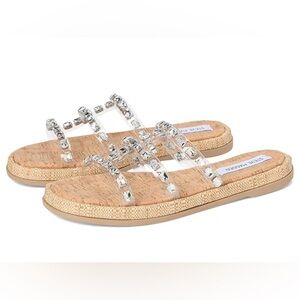 Steve Madden Women's Sandals with Clear and Silver Accents | Size 8